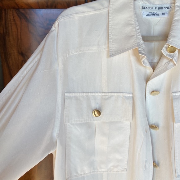 Eleanor P Brenner 100%Silk Women's Belted Shacket Size 10 Vintage - Picture 5 of 11
